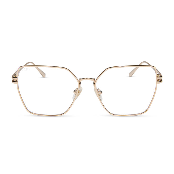 diff eyewear bonnie square prescription glasses gold front view