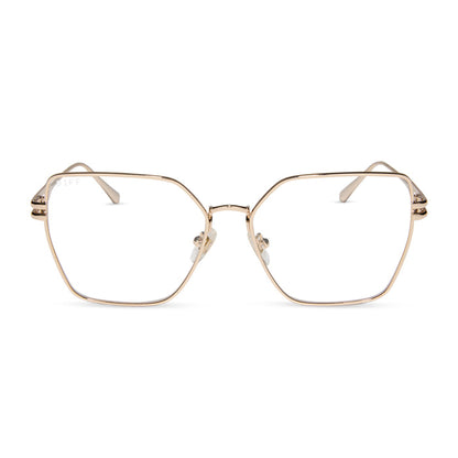 diff eyewear bonnie square prescription glasses gold front view