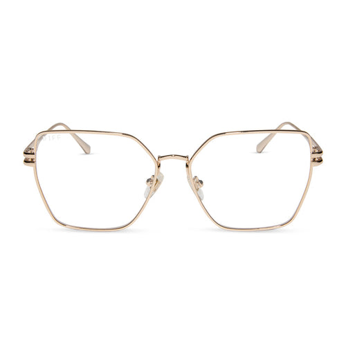 diff eyewear bonnie square prescription glasses gold front view