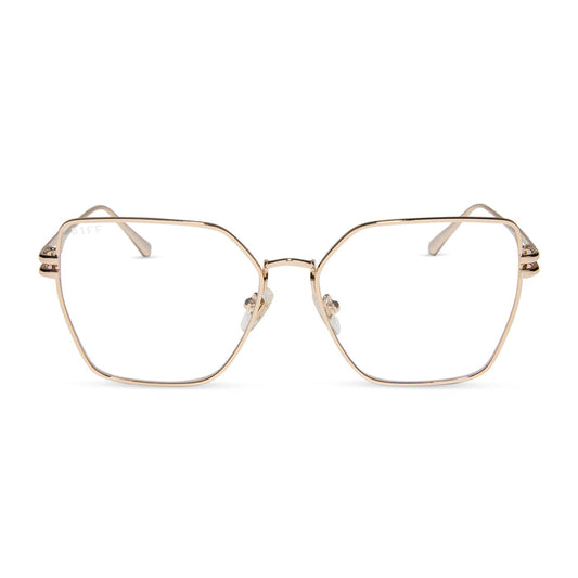diff eyewear bonnie square prescription glasses gold front view
