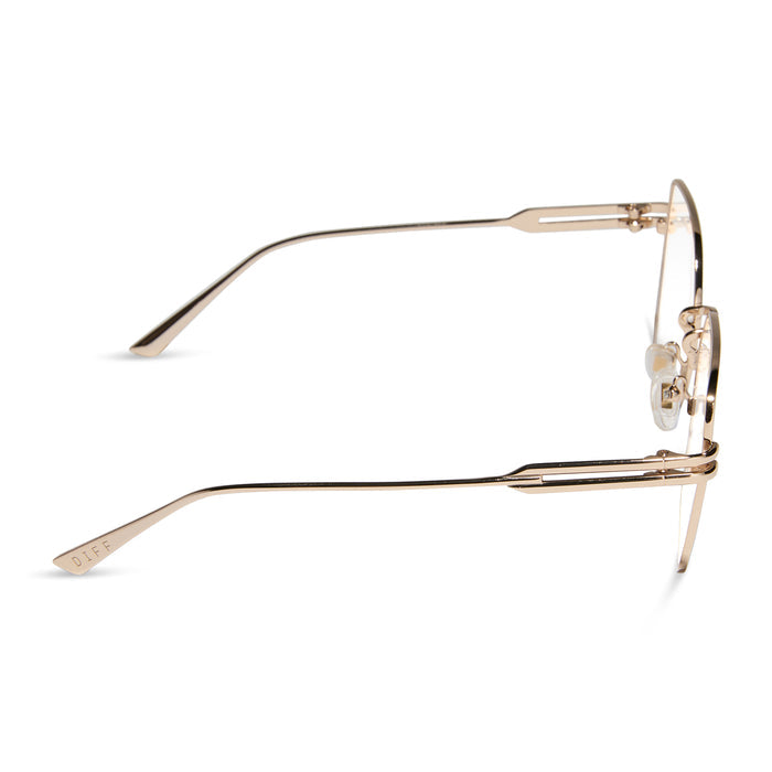 diff eyewear bonnie square prescription glasses gold side view