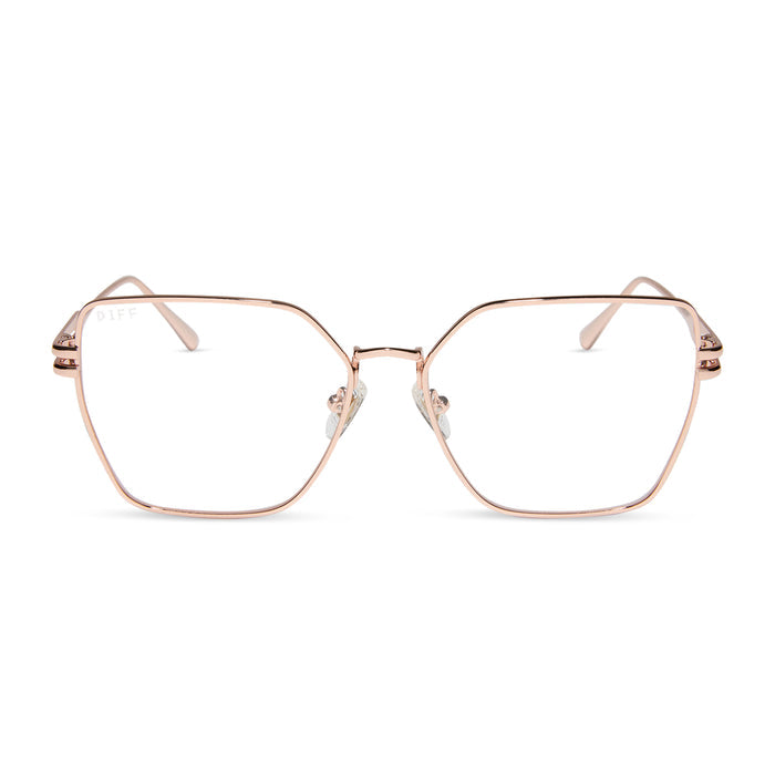 diff eyewear bonnie square glasses rose gold front view