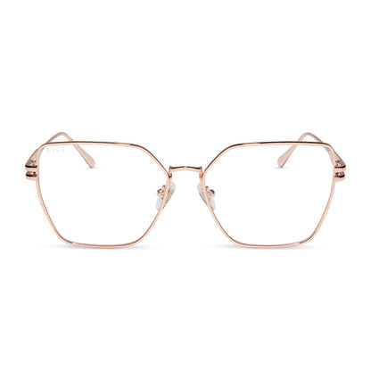 diff eyewear bonnie square glasses rose gold front view