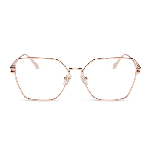 diff eyewear bonnie square glasses rose gold front view