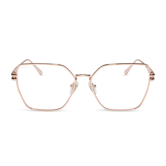diff eyewear bonnie square glasses rose gold front view
