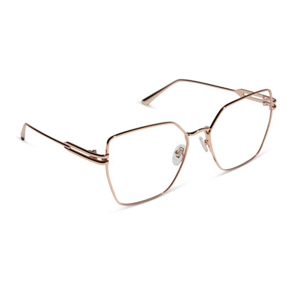 diff eyewear bonnie square glasses rose gold angled view