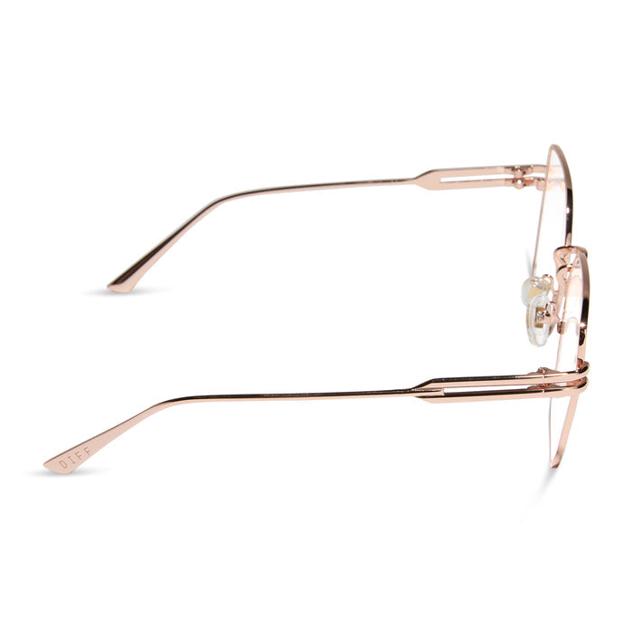 diff eyewear bonnie square prescription glasses rose gold side view