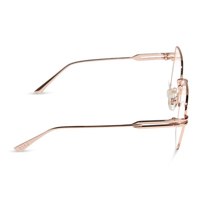 diff eyewear bonnie square prescription glasses rose gold side view