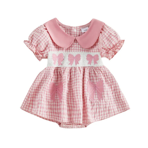 BOWTIES Checkered Romper Dress