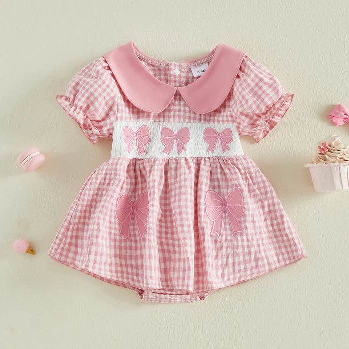 BOWTIES Checkered Romper Dress