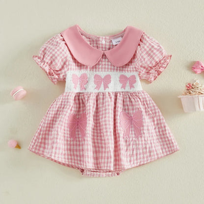 BOWTIES Checkered Romper Dress
