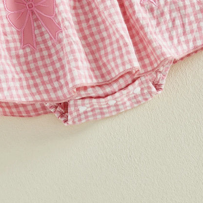 BOWTIES Checkered Romper Dress