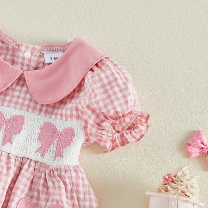 BOWTIES Checkered Romper Dress