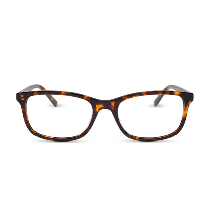diff eyewear featuring the bradford rectangle prescription glasses with a rich tort frame front view