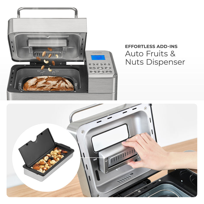 Effortless Add-ins: Cuckoo bread maker featuring an automatic fruits and nuts dispenser for ingredient incorporation. (CBM-AAB101S)