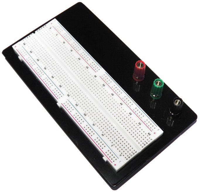 Breadboard (Mounted) Full-Size, Aluminium Plate & Binding Posts by The Pi Hut - The Pi Hut