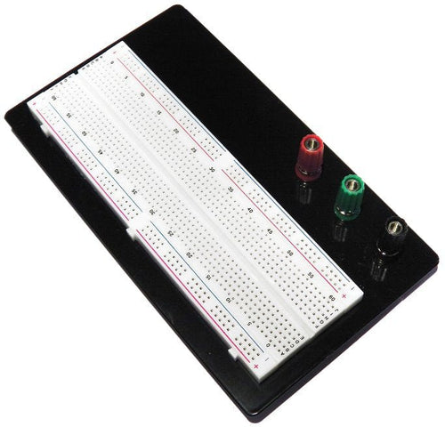 Breadboard (Mounted) Full-Size, Aluminium Plate & Binding Posts by The Pi Hut - The Pi Hut