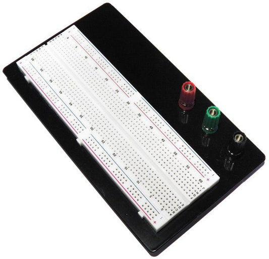 Breadboard (Mounted) Full-Size, Aluminium Plate & Binding Posts by The Pi Hut - The Pi Hut