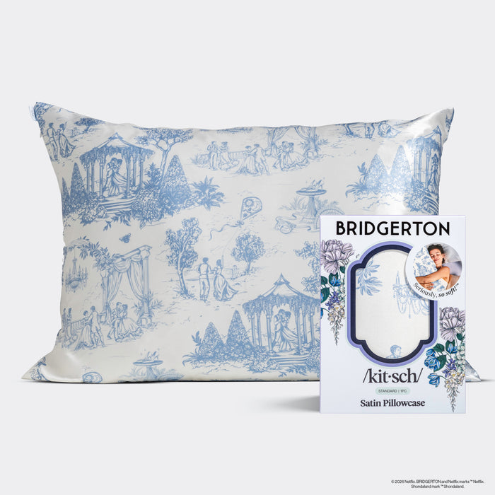 Bridgerton x Kitsch Standard Satin Pillowcase - Garden Toile