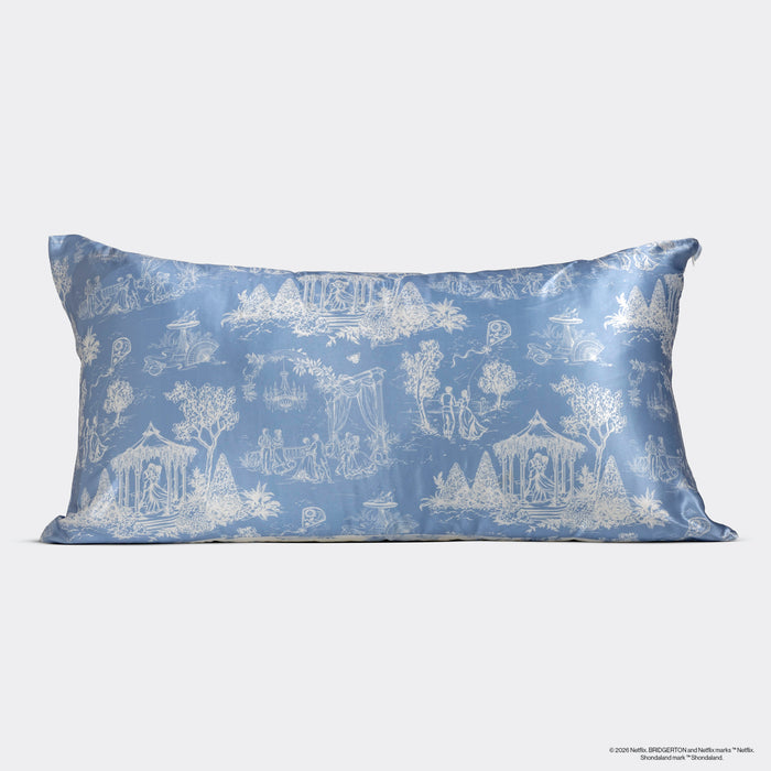 Bridgerton x Kitsch Garden Toile Satin Pillowcase — King — flat