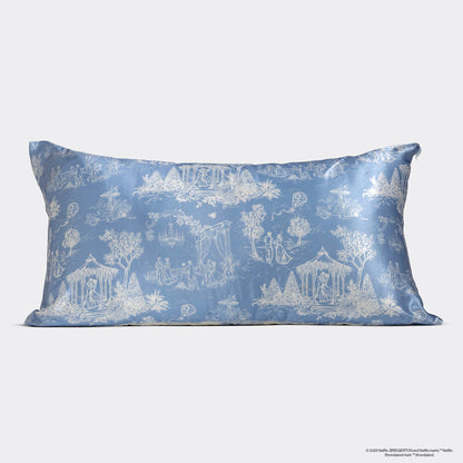Bridgerton x Kitsch Garden Toile Satin Pillowcase — King — flat