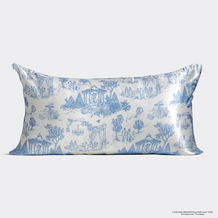 Bridgerton x Kitsch Garden Toile Satin Pillowcase — King — lifestyle 1