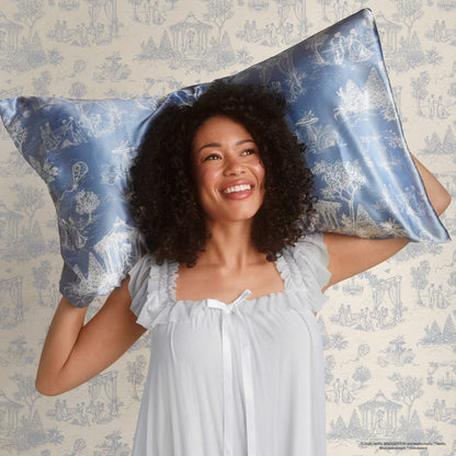 Bridgerton x Kitsch Garden Toile Satin Pillowcase — King — lifestyle 2