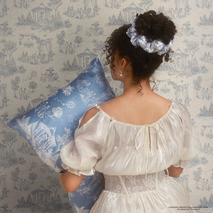 Bridgerton x Kitsch Garden Toile Satin Pillowcase — King — detail