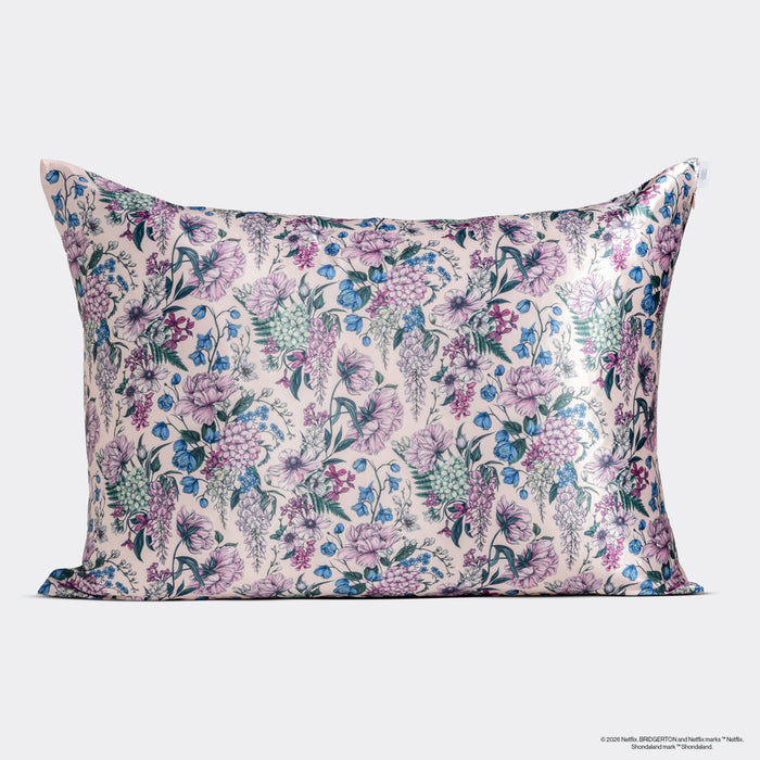 Bridgerton x Kitsch Wisteria Satin Pillowcase — Standard — flat