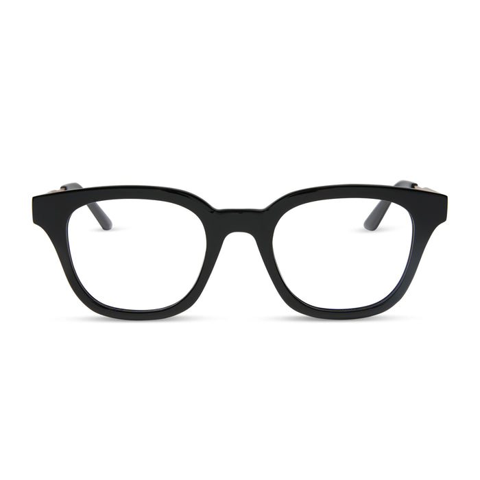 diff eyewear featuring the bridget round prescription glasses with a black with gold frame front view
