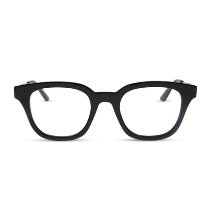 diff eyewear featuring the bridget round prescription glasses with a black with gold frame front view