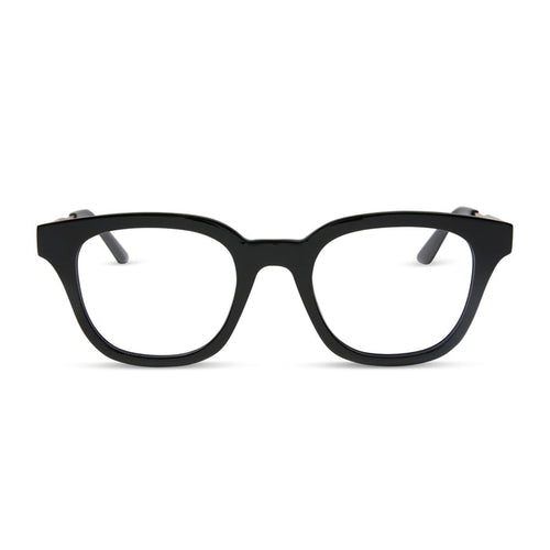 diff eyewear featuring the bridget round prescription glasses with a black with gold frame front view
