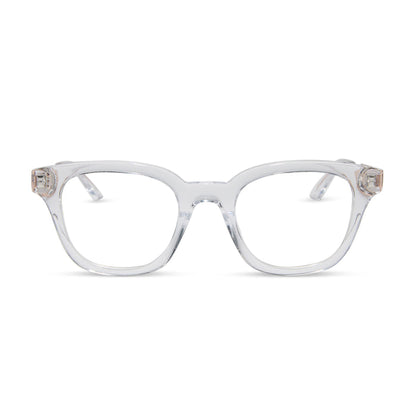 diff eyewear featuring the bridget round prescription glasses with a clear with gold frame front view