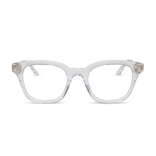 diff eyewear featuring the bridget round prescription glasses with a clear with gold frame front view