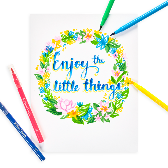 Wreath drawing with Brilliant Brush Markers