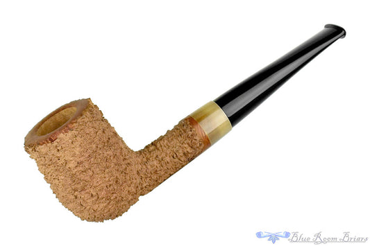 Blue Room Briars is proud to present this Bruno Nuttens Handmade Pipe Natural Rusticated Billiard with Horn