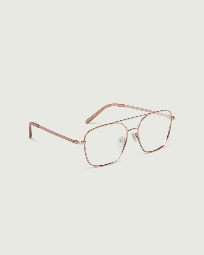 Gold::Bruno Eyeglasses pilot gold metal front diagonal
