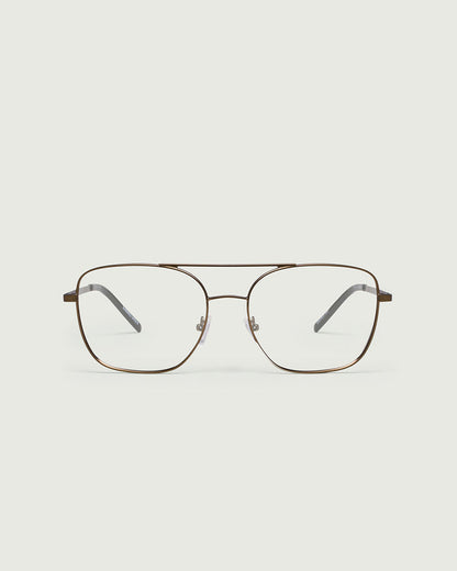 Rye::Bruno Eyeglasses pilot brown metal front