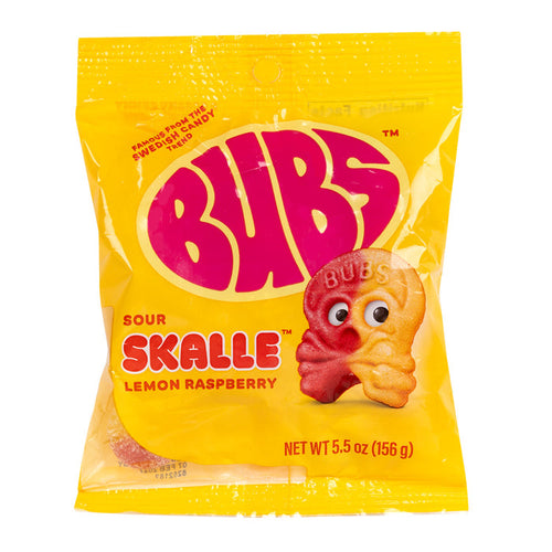 Bubs Sour Skalle Lemon Raspberry Gummy Candy Peg Bag - 8 Count