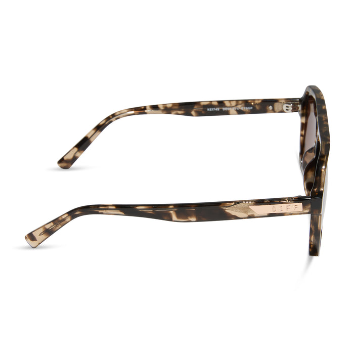 diff eyewear featuring the cameron navigator sunglasses with a espresso tortoise frame and brown gradient polarized lenses side view