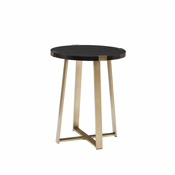 Capri Round End Table - Black Oak, Gold by Criterion - Home Living Store - End Table