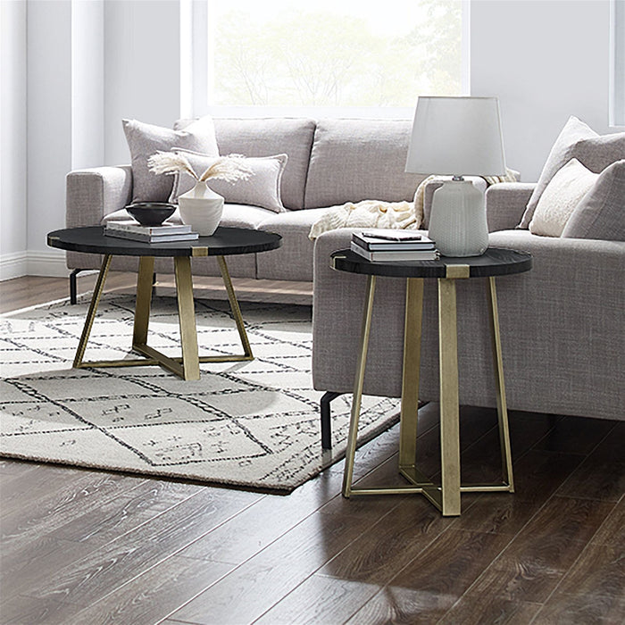 Capri Round End Table - Black Oak, Gold by Criterion - Home Living Store - End Table
