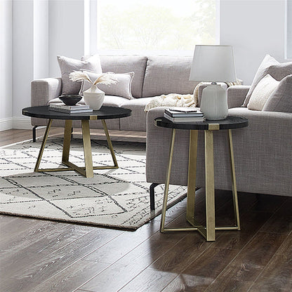 Capri Round End Table - Black Oak, Gold by Criterion - Home Living Store - End Table
