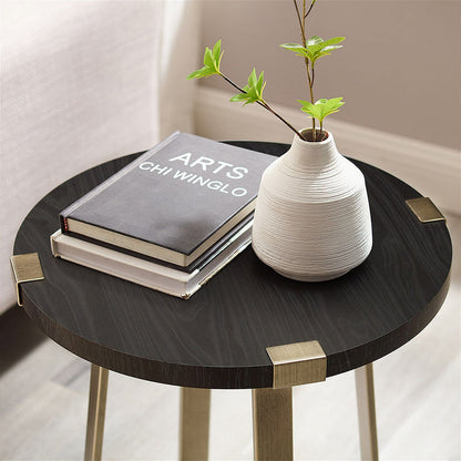 Capri Round End Table - Black Oak, Gold by Criterion - Home Living Store - End Table