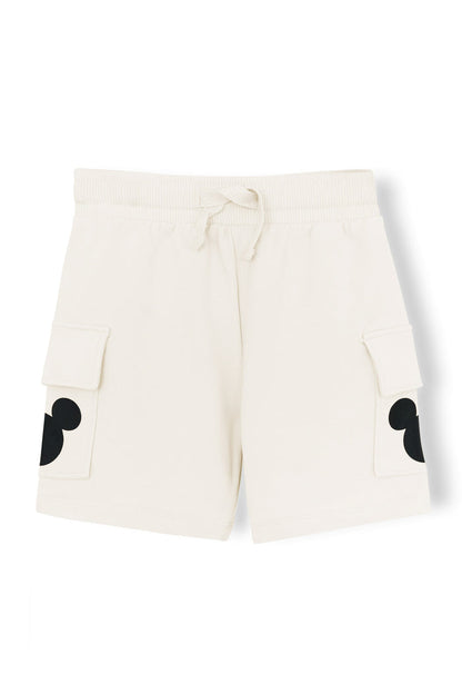 Cargo Short with Mickey Mouse black icon on Ecru background
