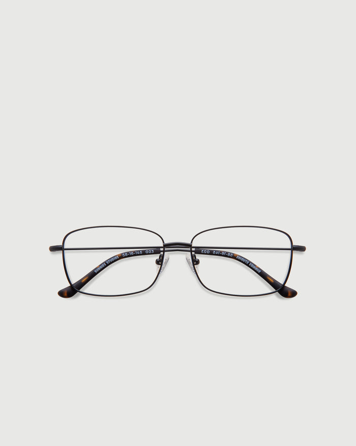 Charcoal::Casper Wide Eyeglasses rectangle black metal top