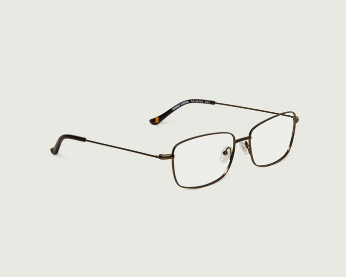 Rye::Casper Wide Eyeglasses rectangle brown metal front diagonal
