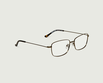 Rye::Casper Wide Eyeglasses rectangle brown metal front diagonal
