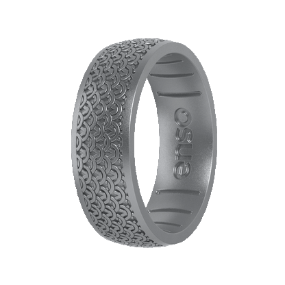 Etched Signature Silicone Ring - Chainmail - Silver
