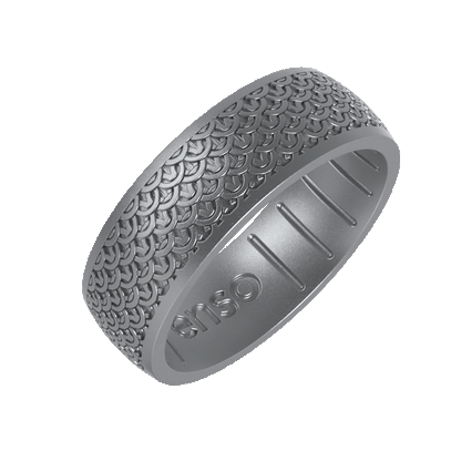 Etched Signature Silicone Ring - Chainmail - Silver